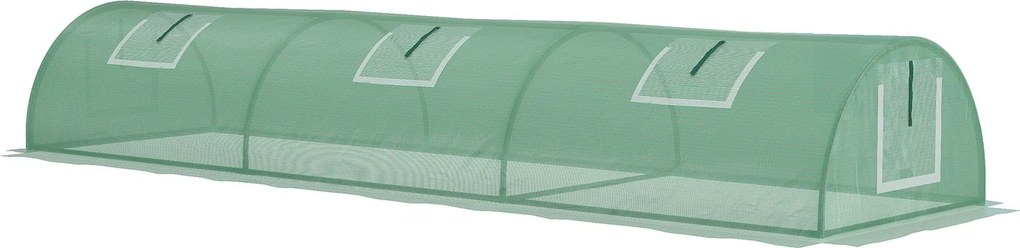 Outsunny Mini Tunelový Skleník 300 x 80 x 45 cm 5 Oken Rolovacích PE 140 g/m² Zelený Epoxidový Kov | Aosom
