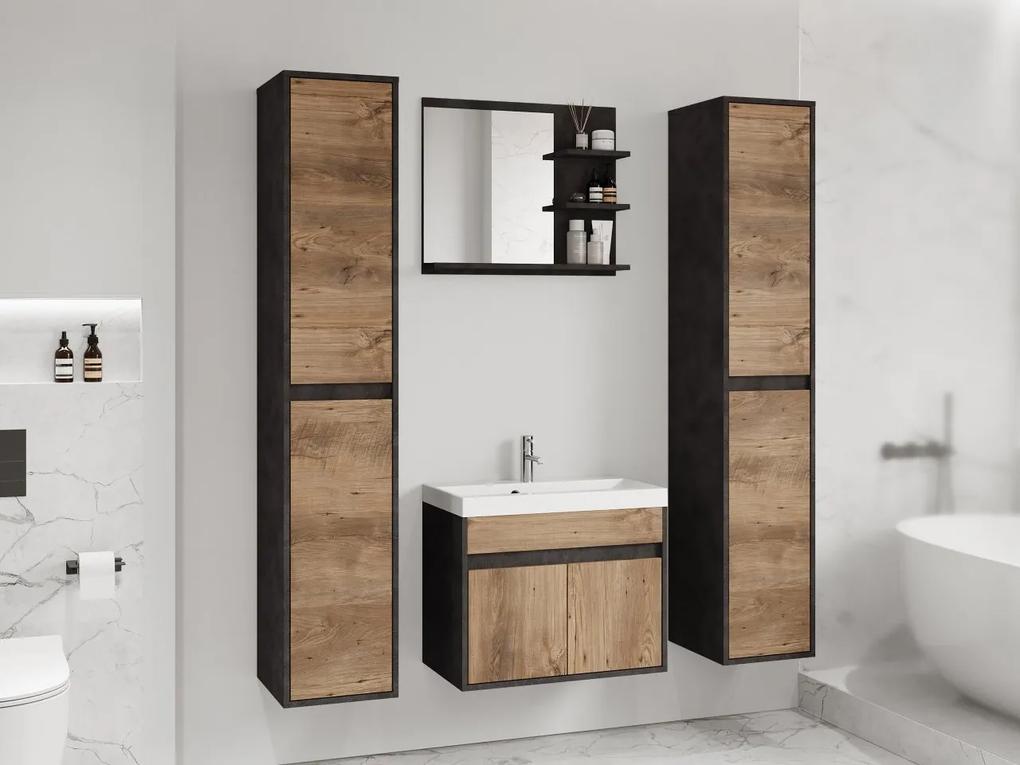 Kúpelňový nábytok Garmuzo XL, Farby: bodega / bodega + čierny grafit, Sifón: bez sifónu, Umývadlová batéria: Economico BYU 020M
