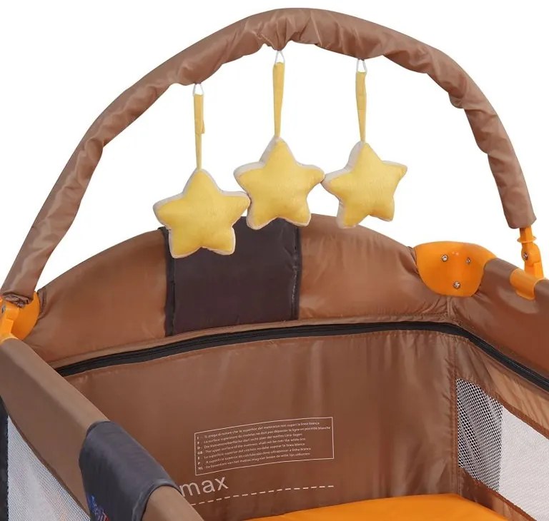 Detská postieľka, cestovná, oranžová/sivá