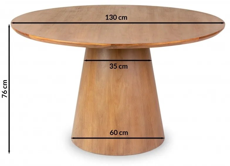 Jedálenský stôl Fungo 130 cm okrúhly teakové drevo/svetlo hnedý