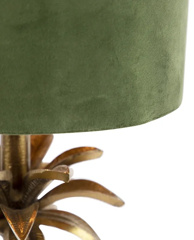 Stolná lampa v štýle Art Deco s tienidlom z zamatu zelená 25 cm - Areka