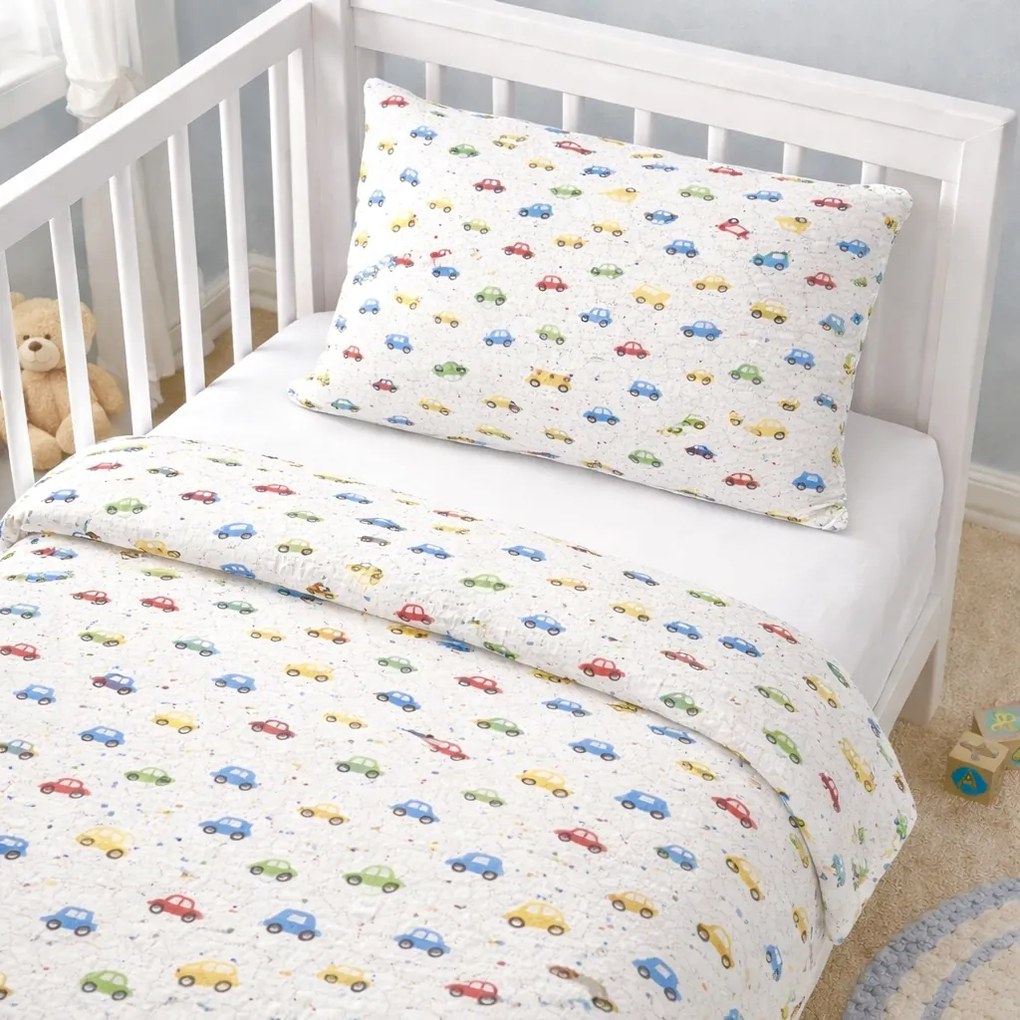 Mušelínové obliečky Autíčko TiaHome - Detský set 130x90cm + 65x45cm