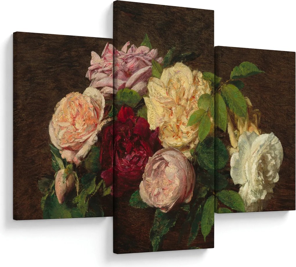 Obraz - Henri Fantin-Latour, Roses de Nice on a Table, reprodukcia (90x60 cm)