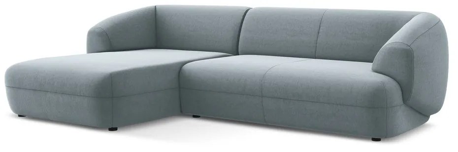 Svetlomodrá zamatová rohová pohovka (ľavý roh) Moana – Makamii