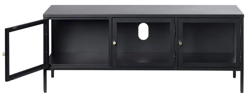 Čierny kovový TV stolík 132x52 cm Carmel - Unique Furniture