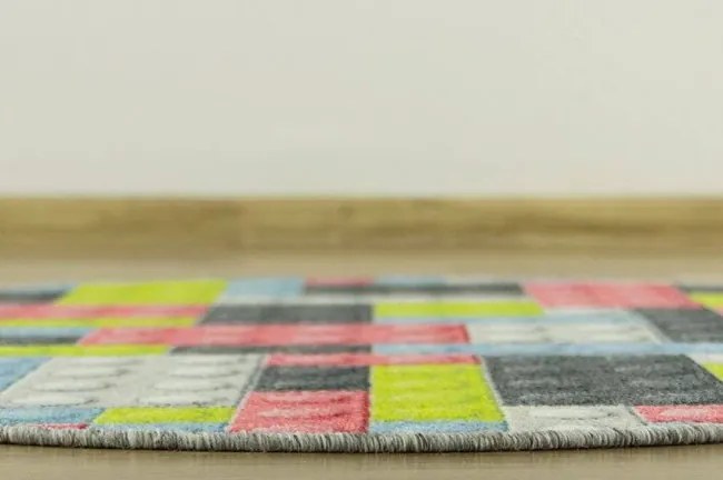 Detský koberec pastelové kocky lego 2 viacfarebný kruh