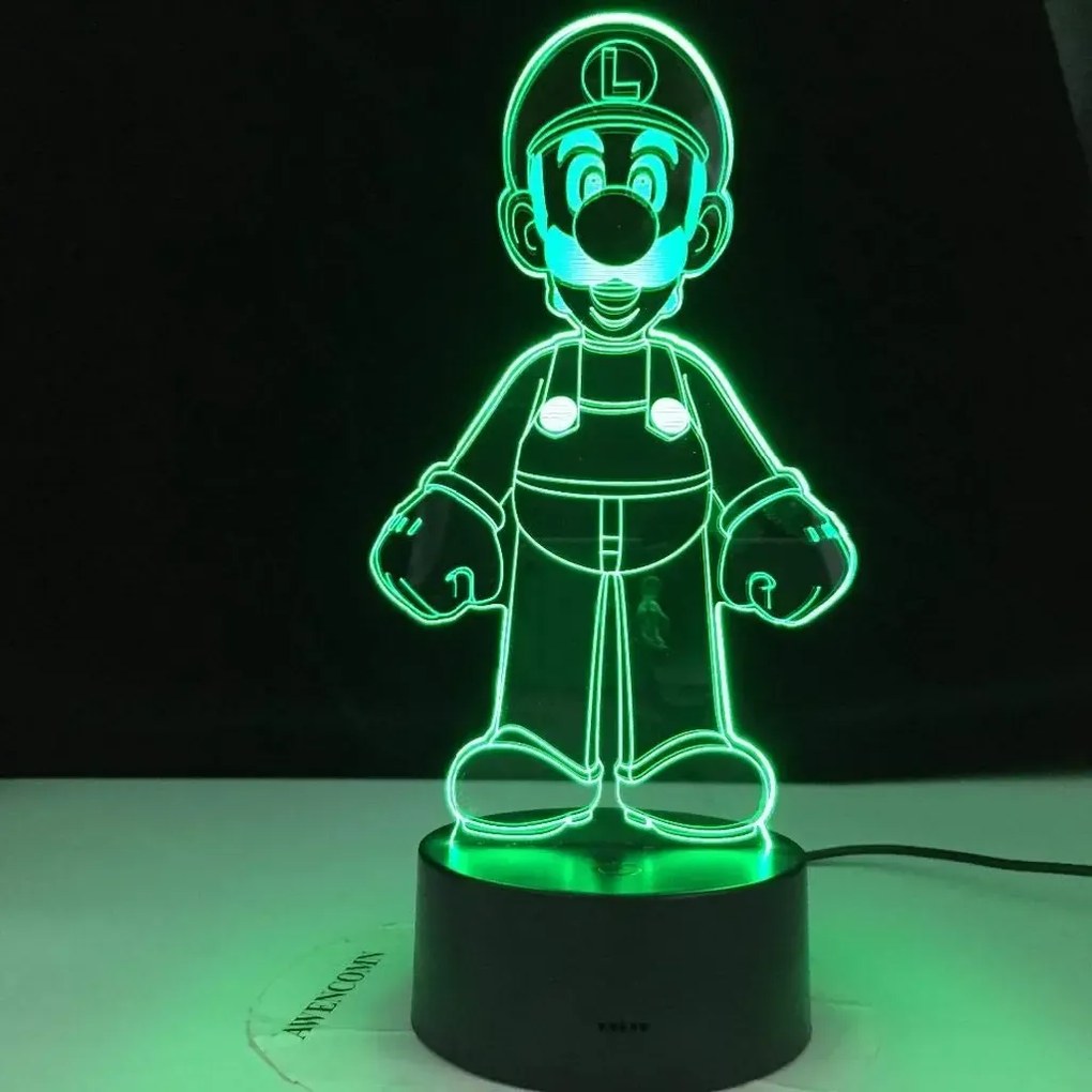 3Dmix 3DL-BTB029 – 3D LED nočná lampa - Luigi (Mario Kart) (Bluetooth reproduktor - farba biela)