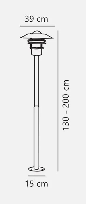 Nordlux Pozinkovaný záhradný stĺpik Vejers 2m pre žiarovku E27 200cm 25168031