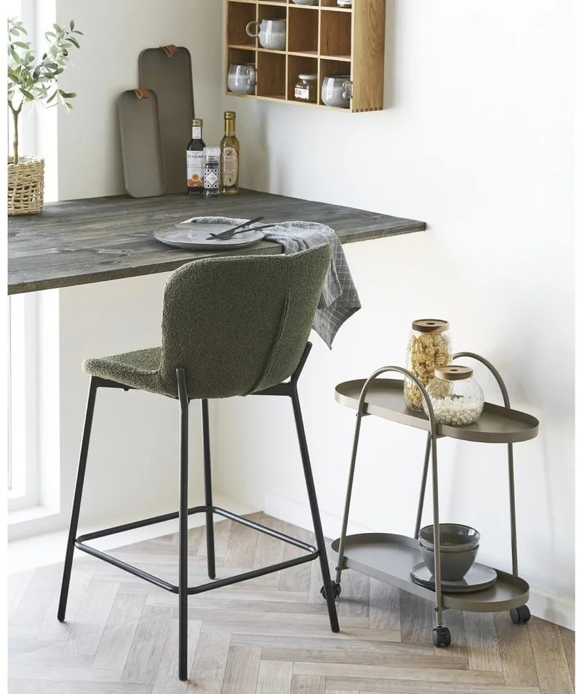Tmavozelená čalúnená barová stolička (výška sedadla 65 cm) Maceda – House Nordic