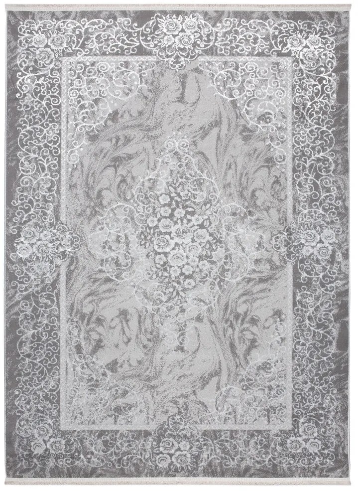 Moderný bielo-sivý dizajnový interiérový koberec so vzorom Šírka: 80 cm | Dĺžka: 150 cm
