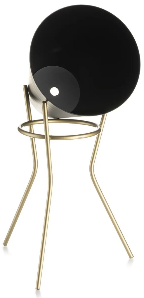 KOVOVÝ KVETINÁČ SO STOJANOM LOFT 24X16 CM ČIERNA/ZLATÁ