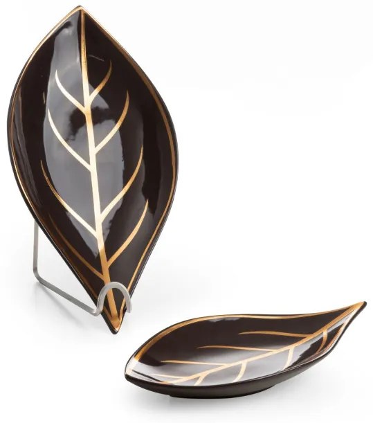 Dekoračný podnos ALISMA 2 1 hnedý / zlatý