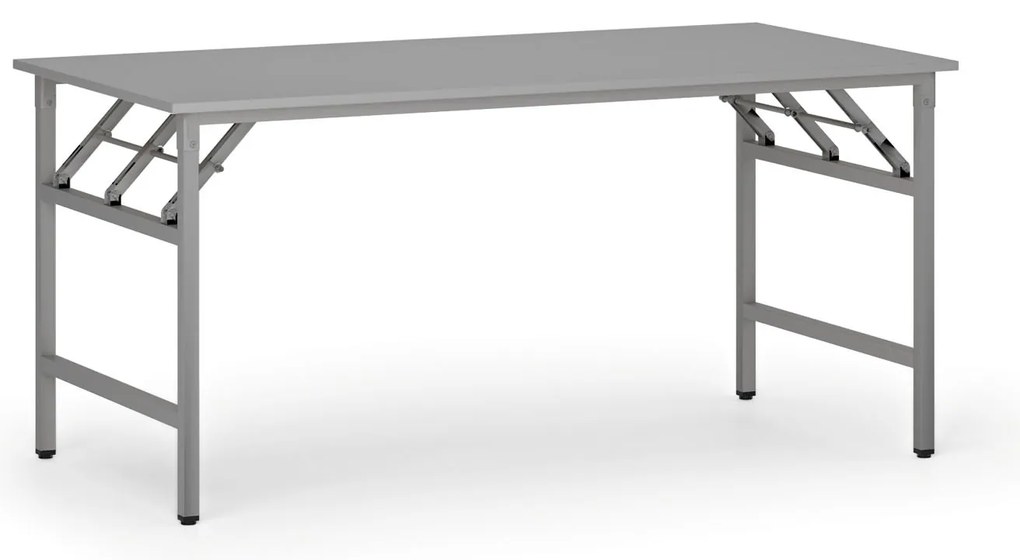 Konferenčný stôl FAST READY, 160x80 cm, sivostrieborná podnož, sivá
