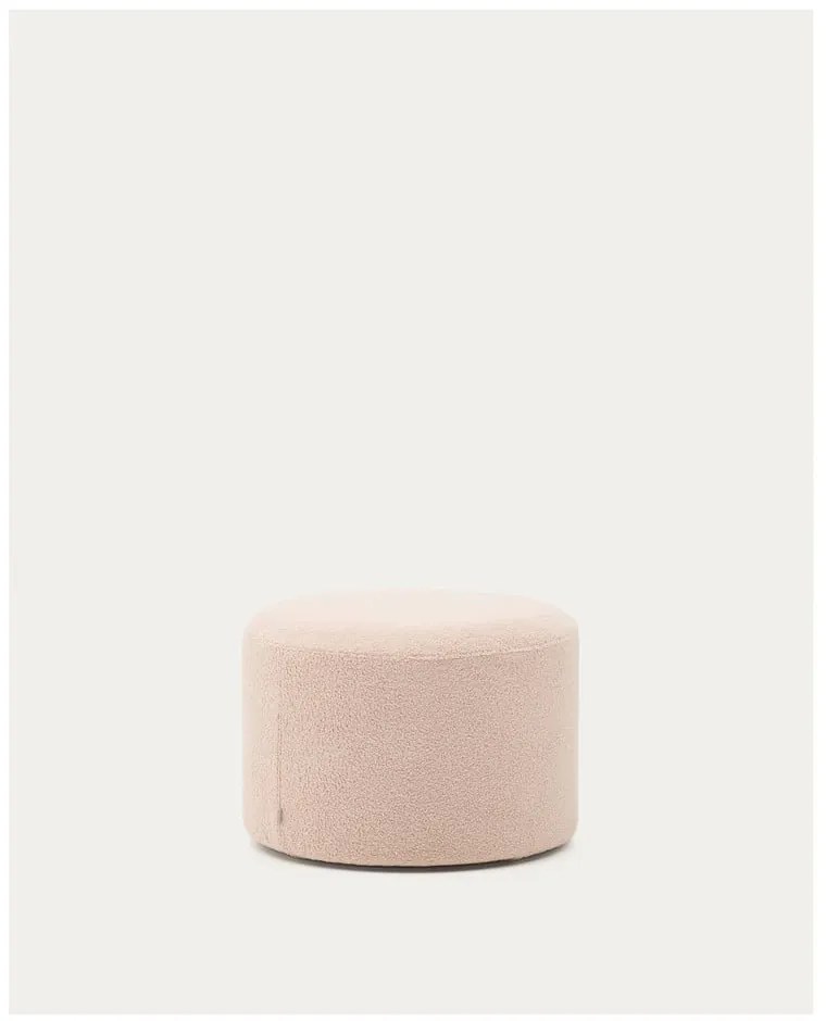 Svetloružový taburet z textílie buklé Kaeli – Kave Home