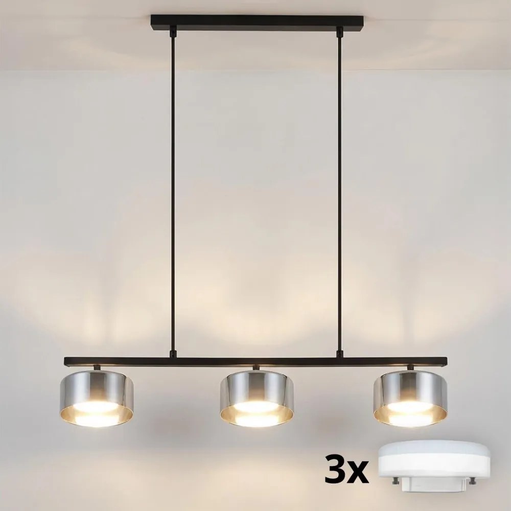 Brilagi - Závesný luster na lanku AURA LUX 3xGX53/30W/230V čierna/dymová