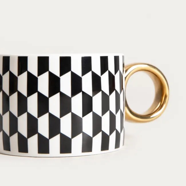 Šálka LUNYA s podšálkou, čierna / biela 757044 200 ml