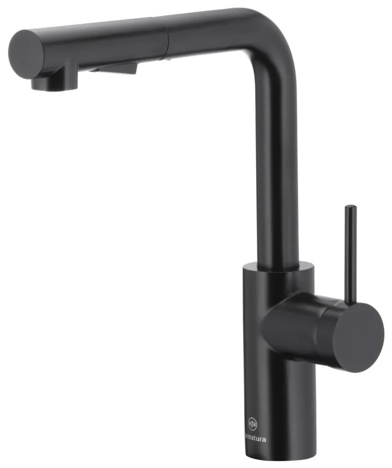 KFA Armatura 6623-110-81 - Drezová batéria s vyťah. sprškou DUERO BASIC m. čierna