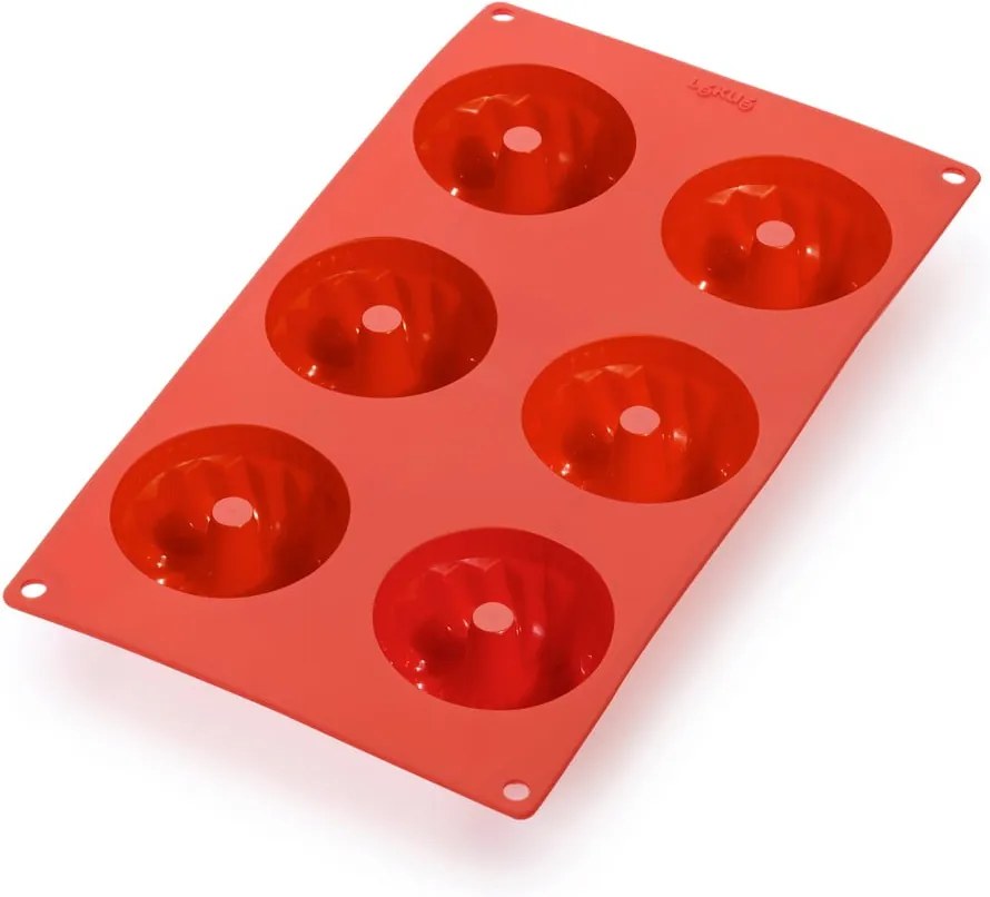 Červená silikónová forma na 6 mini báboviek Lékué