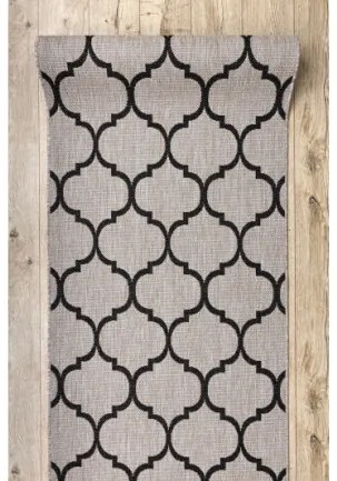 Behúň SIZAL FLOORLUX 20608, koniczyna marokánka, trellis strieborný / čierny