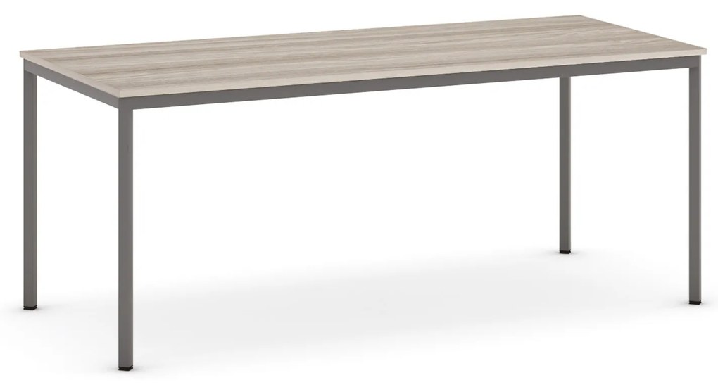 Jedálenský stôl, 1800 x 800 mm, tmavo sivá podnož, dub prírodný