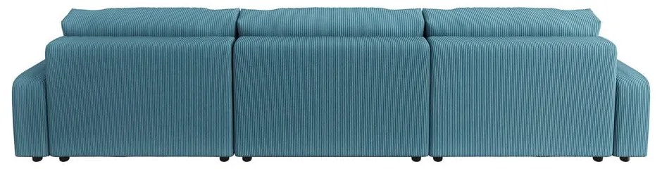 Tyrkysová menčestrová rozkladacia/s úložným priestorom rohová pohovka Sara – Ropez