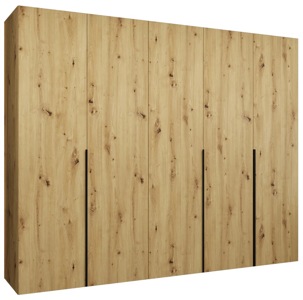 Šatníková skriňa 250 cm Alice 1 (dub artisan + čierna). Akcia -20%. Vlastná spoľahlivá doprava až k Vám domov. 1126124