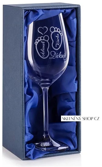 Darčeková krabička so saténom na 1 vínnu pohárik Výstielka: modrý satén