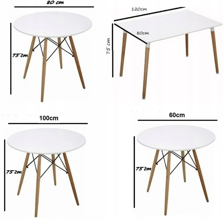 TRENDIE Jedálenský stôl SCANDI 100 cm biely