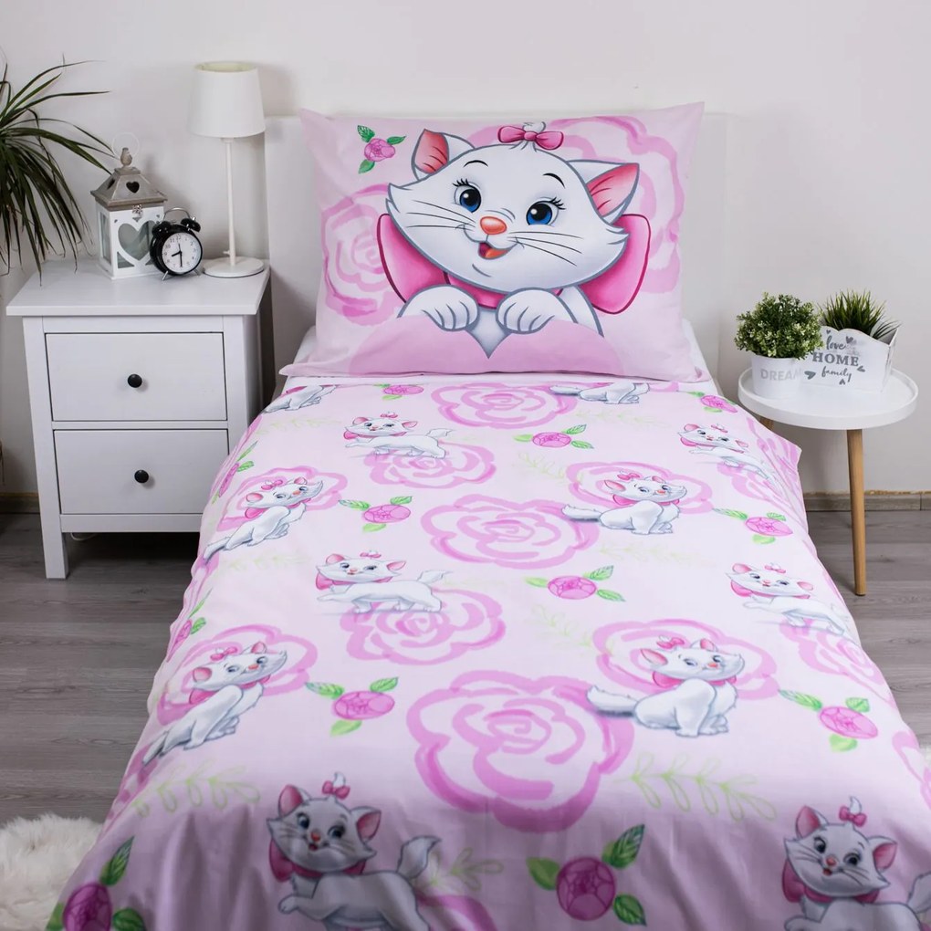 Jerry Fabrics Bavlnené obliečky 140x200 + 70x90 cm - Marie Cat "Pink 03"
