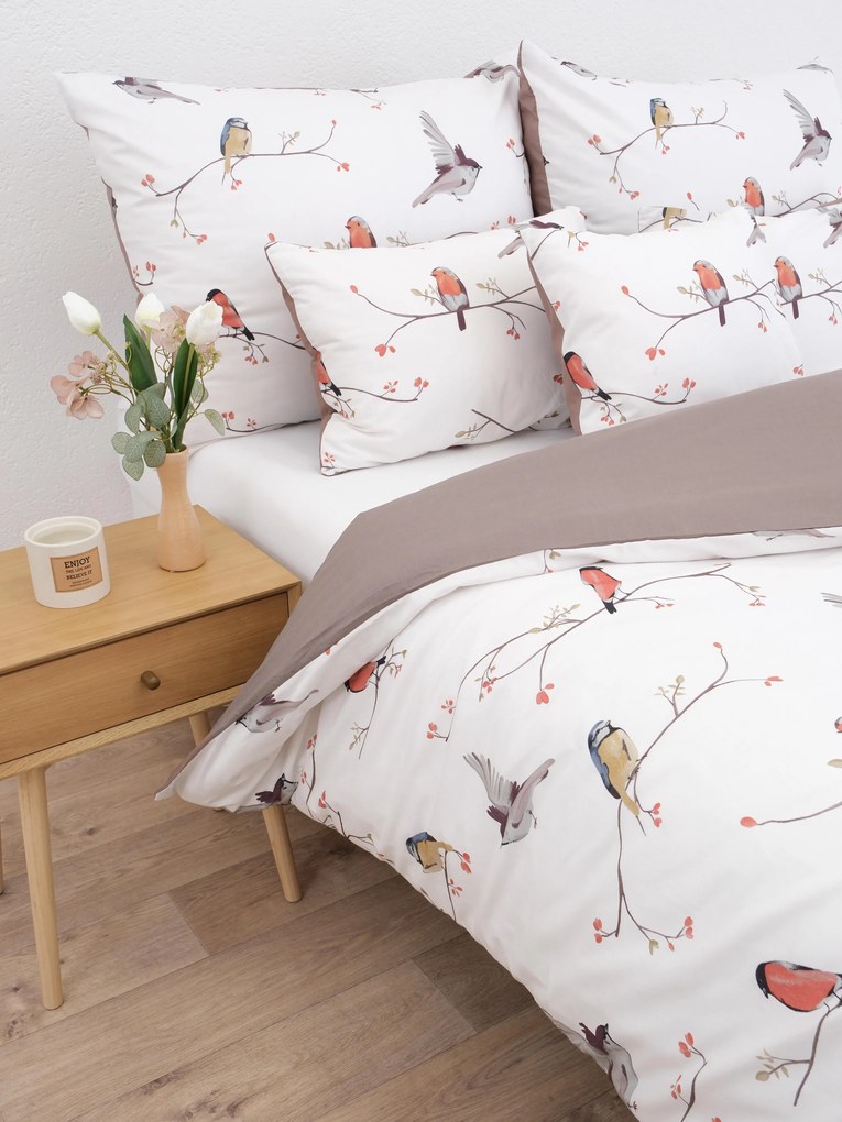 Predĺžené bavlnené obliečky Renforcé - Vtáčiky