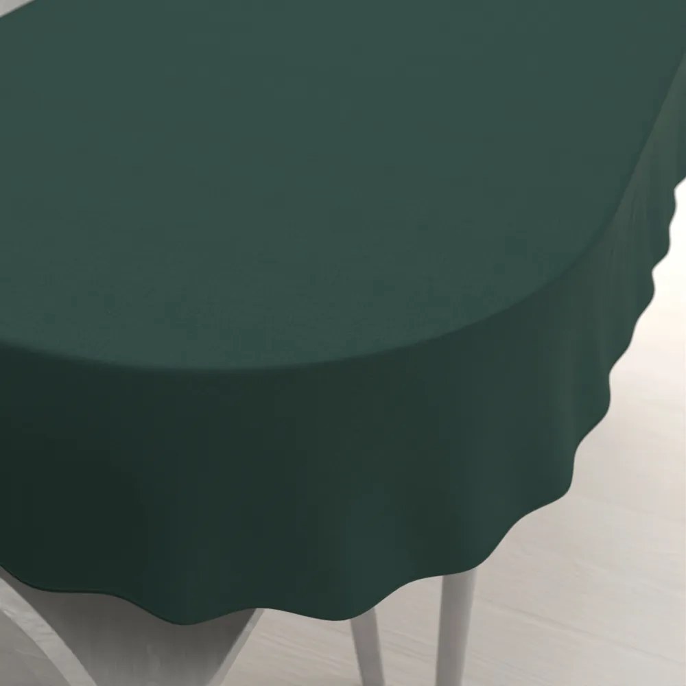Biante Veľký oválny bavlnený saténový obrus ST-018 Tmavý lesný zelený 180x240 cm