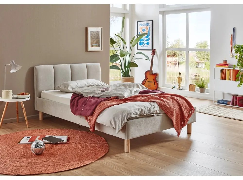 Béžová čalúnená jednolôžková posteľ bez roštu 120x200 cm Joker – Meise Möbel