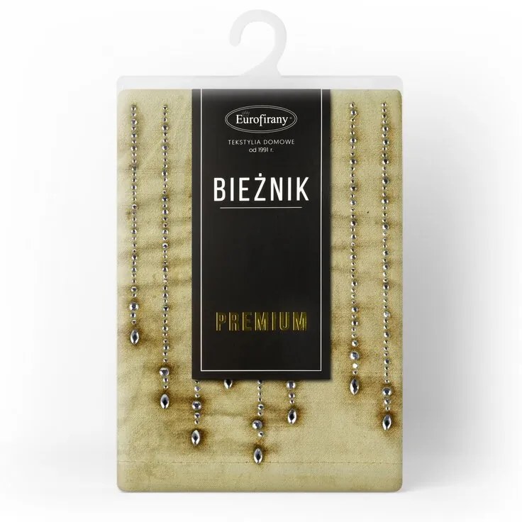 Dekorstudio Behúň na stôl ROYAL 3 z lesklého zamatu s kamienkami v zlatej farbe Rozmer behúňa (šírka x dĺžka): 35x220cm