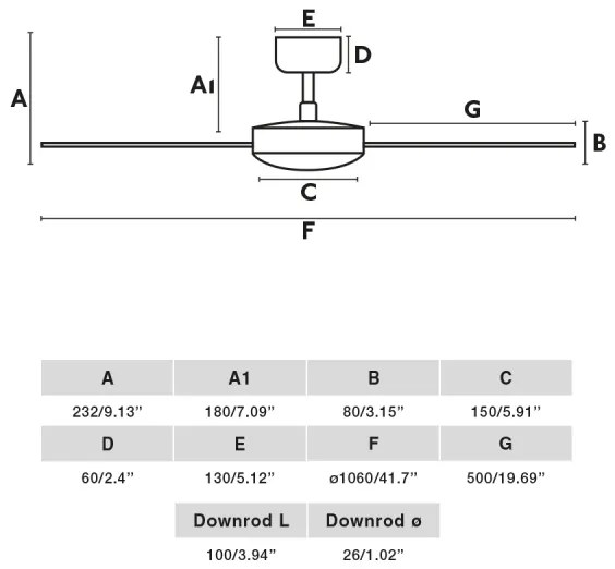 FARO 34296WT-Stropný ventilátor RUDDER S čierna pr. 106 cm WT + diaľkové ovládanie