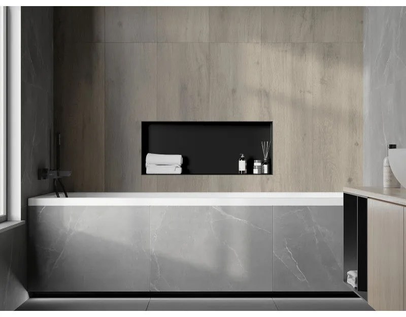 Mexen X-Wall-NR, polička na zapustenie pod obklad bez goliera 75 x 30 cm, čierna matná, 1971753010