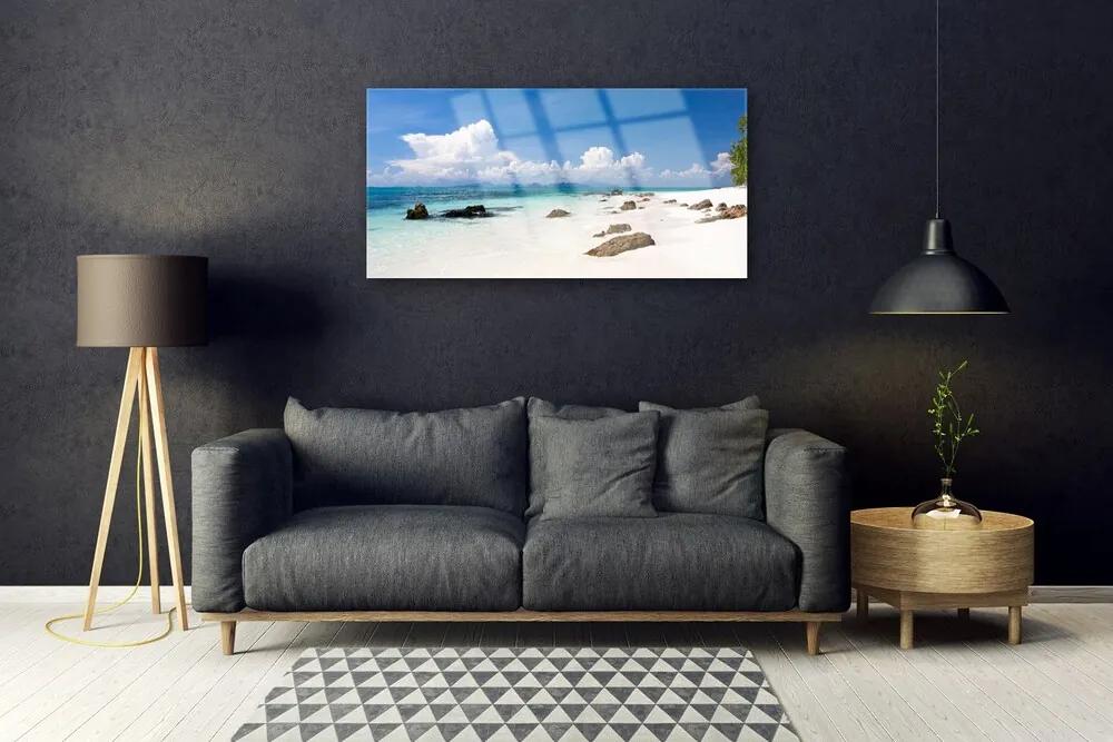 Skleneny obraz Pláž kamene krajina 100x50 cm