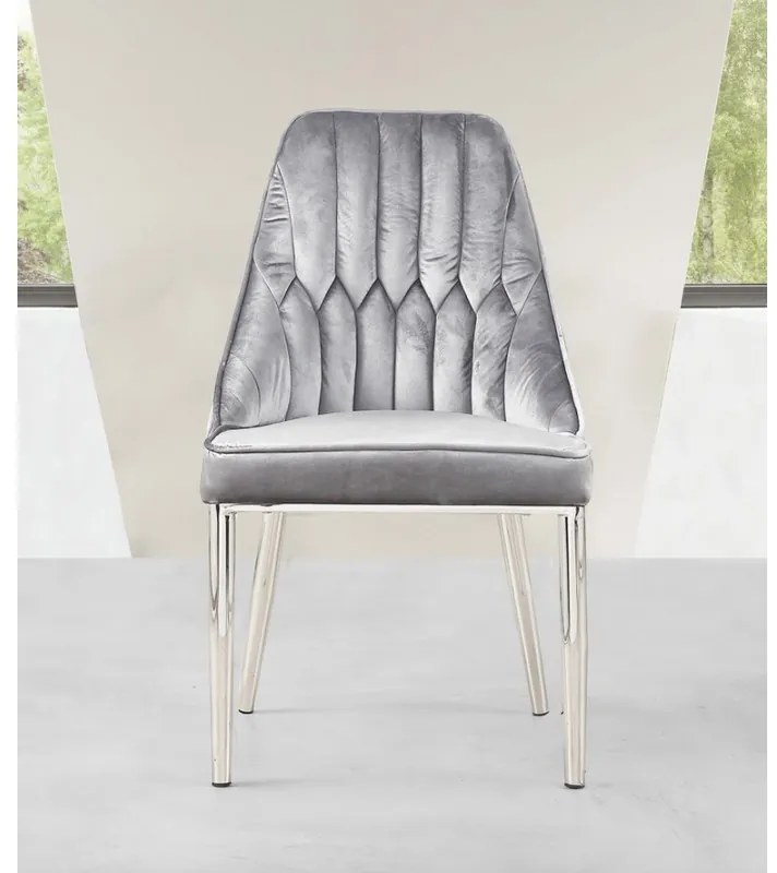 ELEGANTNÁ STOLIČKA DESIREE ŠEDÁ + NEREZOVÁ OCEĽ