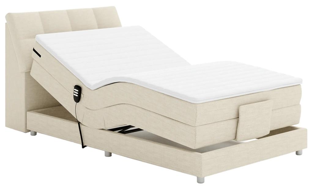 Elektrická polohovacia posteľ, boxspring, béžová, 120x200, GERONA