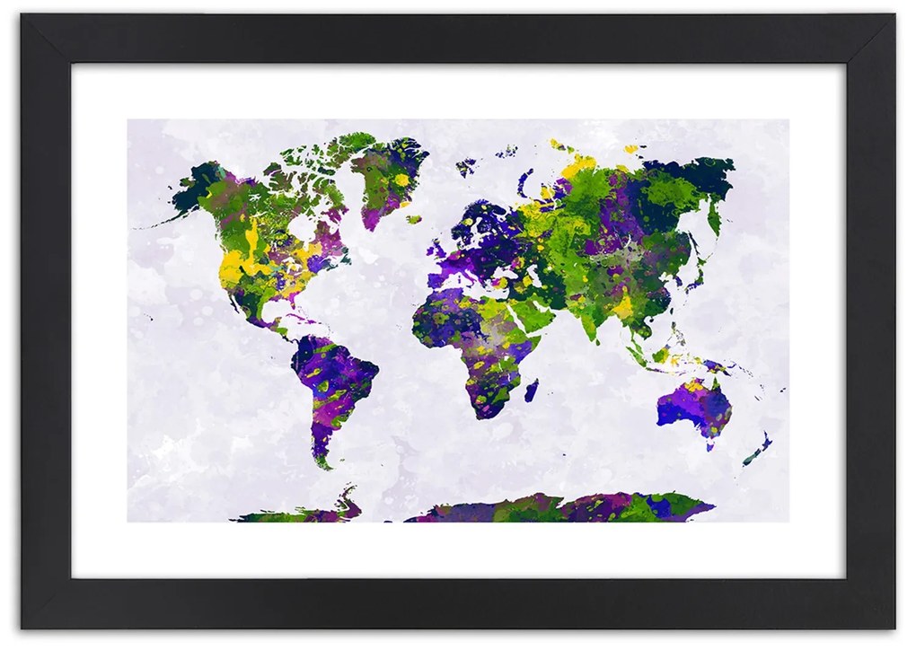 Gario Plagát Maľovaná mapa sveta Farba rámu: Bez rámu, Rozmery: 60 x 40 cm