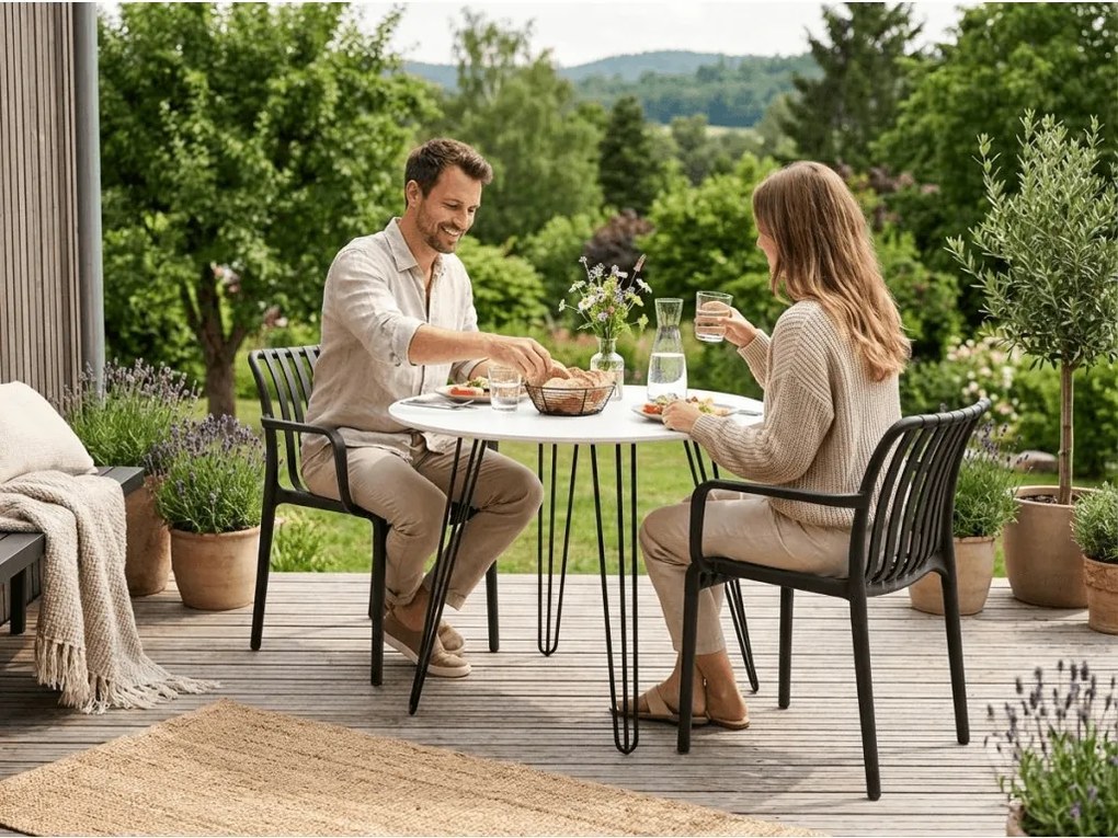 AKCIA Plastová stolička TREGO s podrúčkami, antracitová II. akosť