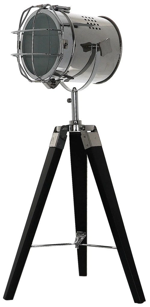 Dekorstudio Podlahová lampa TRIPOD na čiernej trojnožke s chrómovaným tienidlom