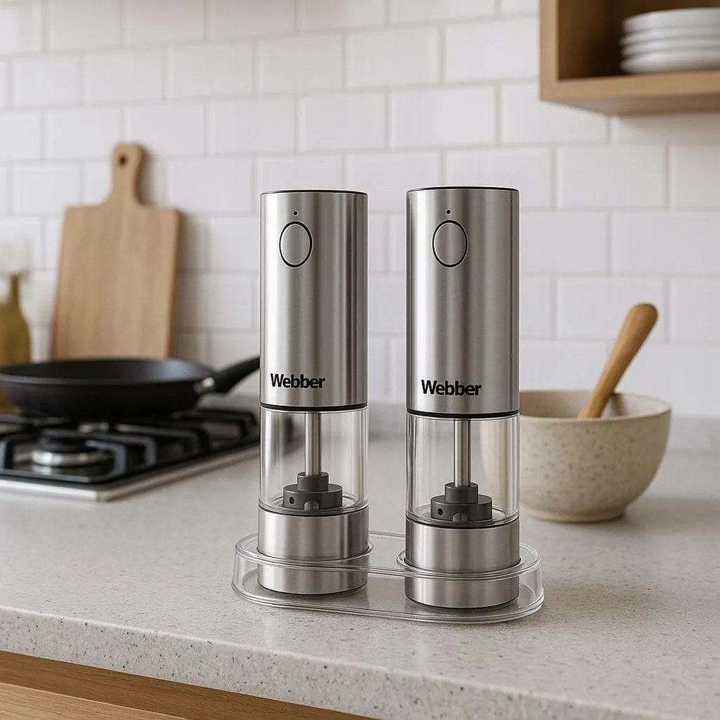 WEBBER Elektrický mlynček na soľ a korenie - dobíjateľný