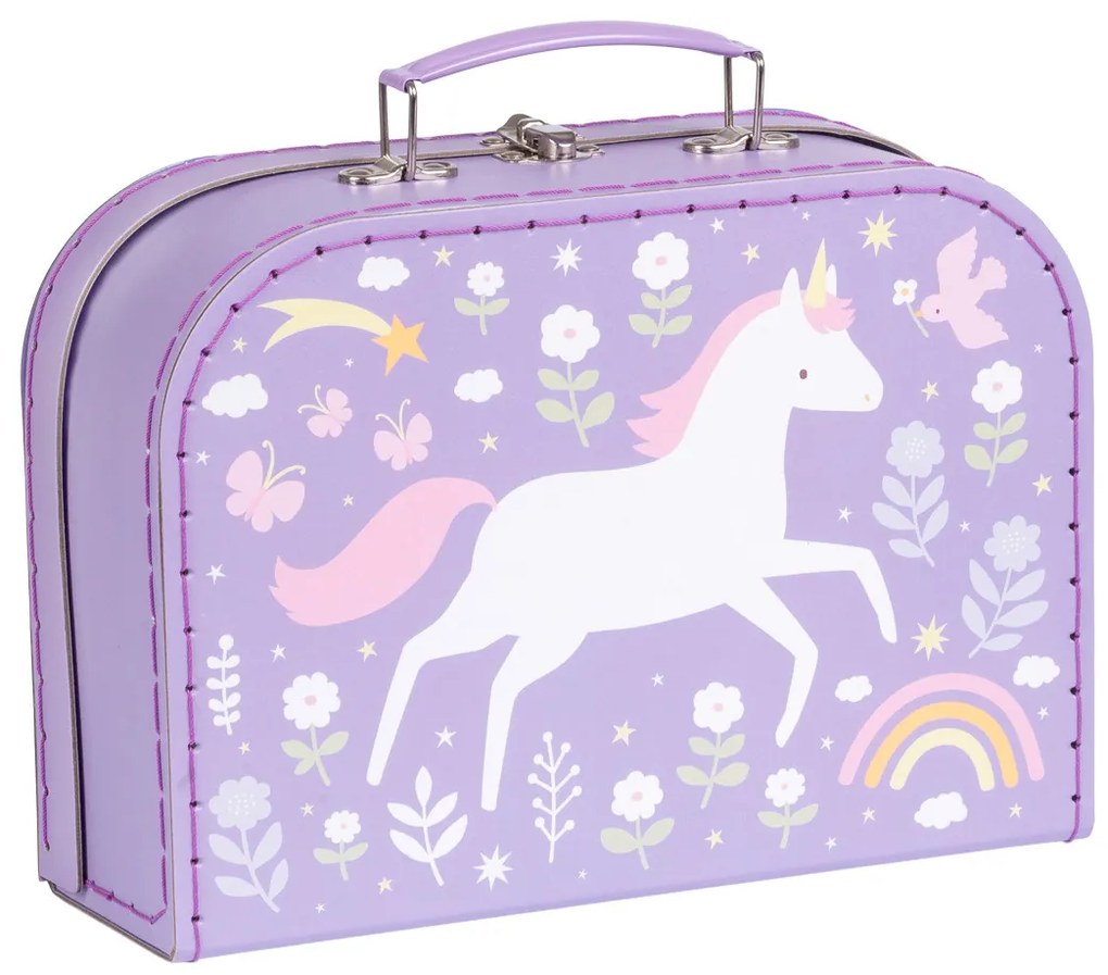 A Little Lovely Company - súprava dvoch kartónových kufríkov - jednorožce a dúha