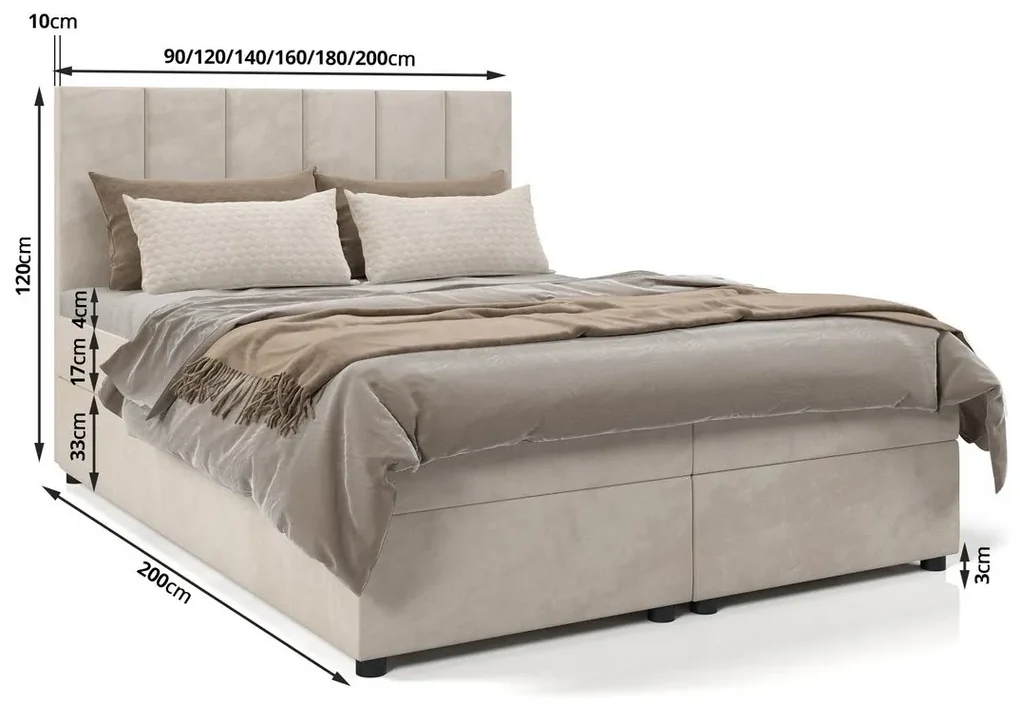 Hotelová posteľ DELTA 1 - 140x200, tmavo šedá