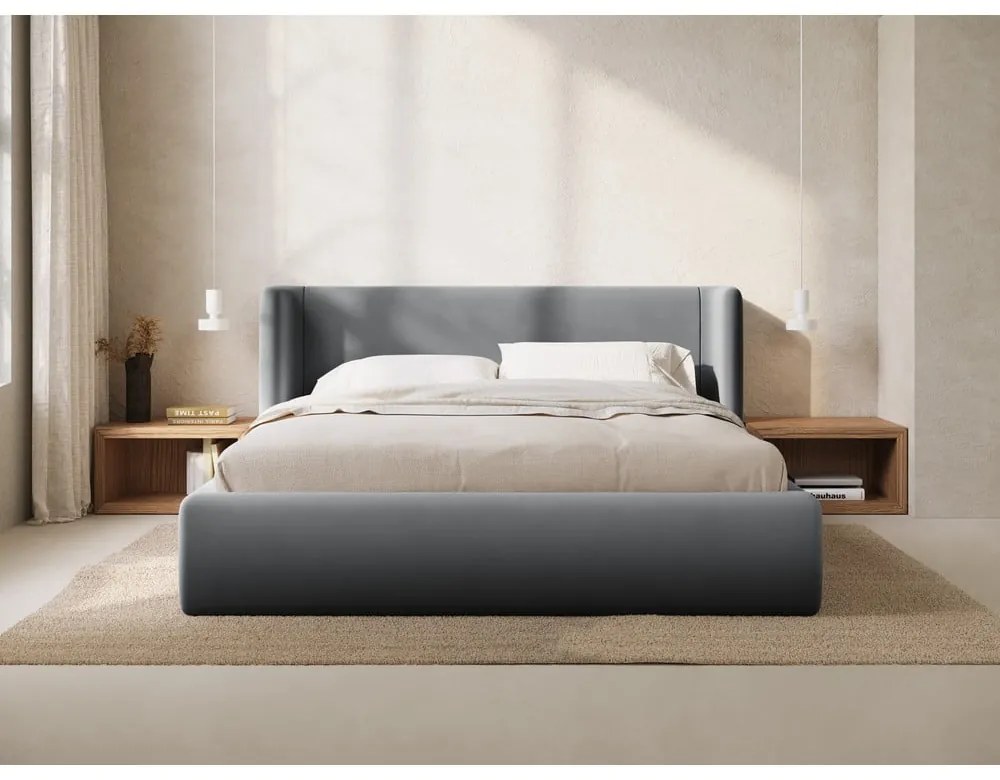 Sivá čalúnená dvojlôžková posteľ s úložným priestorom s roštom 180x200 cm Jason – Windsor &amp; Co Sofas