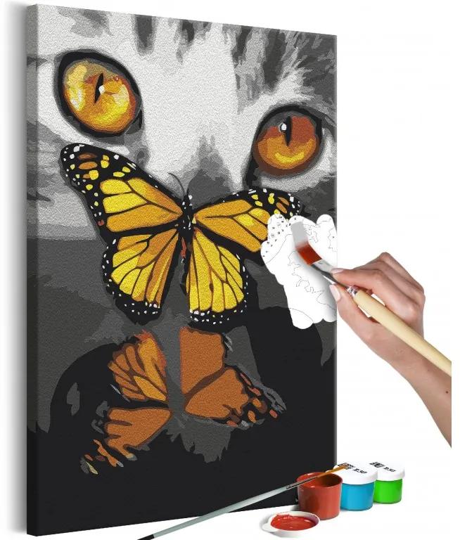 Obraz - maľovaný podľa čísel Kitten and Butterfly