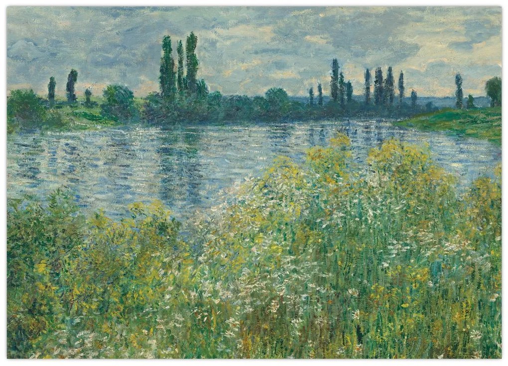 Sklenený obraz - Claude Monet, Banks of the Seine, reprodukcia (70x50 cm)