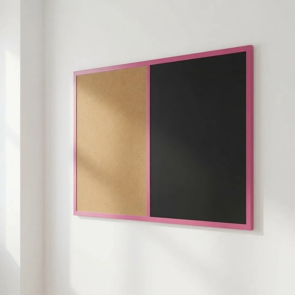 Toptabule.sk  Kombinovaná tabuľa čierna v ružovom drevenom ráme COLOR 120x90 cm
