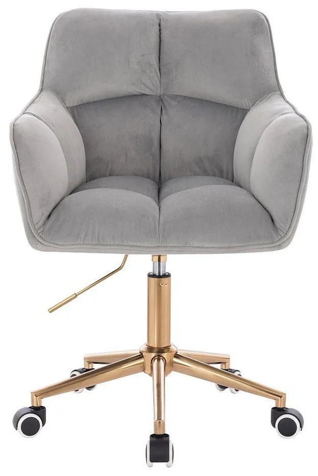 LuxuryForm DESIGN Kreslo AMALFI VELUR na zlatej podstave s kolieskami - svetlosivé