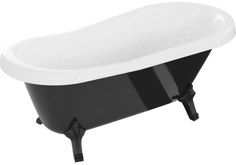 Mexen Retro, voľne stojaca vaňa 150 x 73 cm, biela-čierna, čierne nohy, 53251507375-70